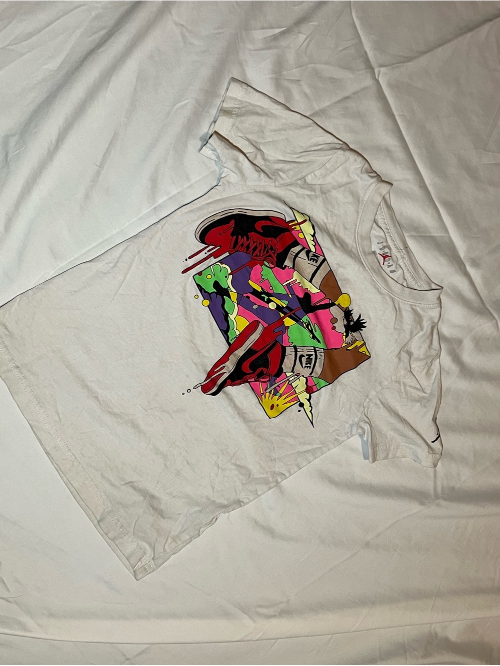 Jordan White Tee with Neon Sneaker Pop Art